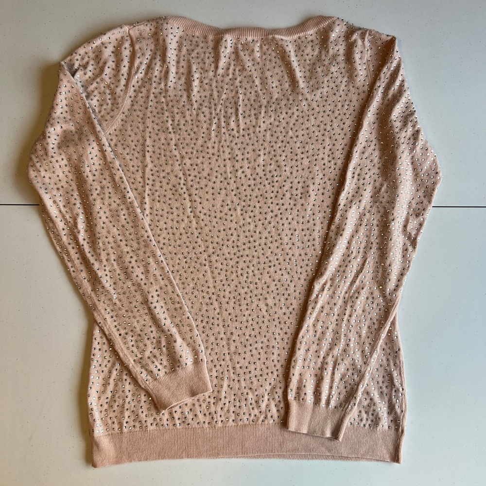 Boston Proper Pale Pink Studded Rhinestone Sweater Size M - Picture 11 of 11